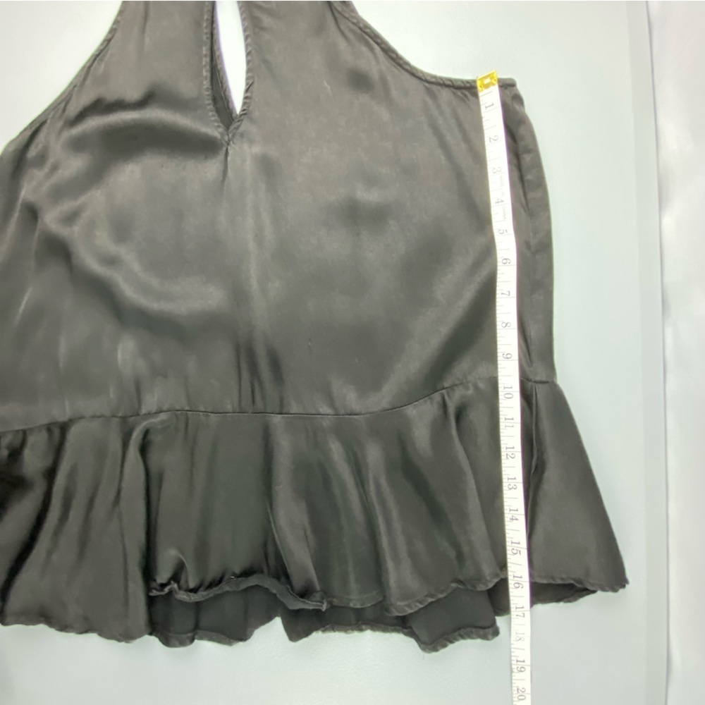 Maven West Black Halter Mock Neck Peplum Sleeveless Keyhole Blouse, Small - Picture 8 of 9